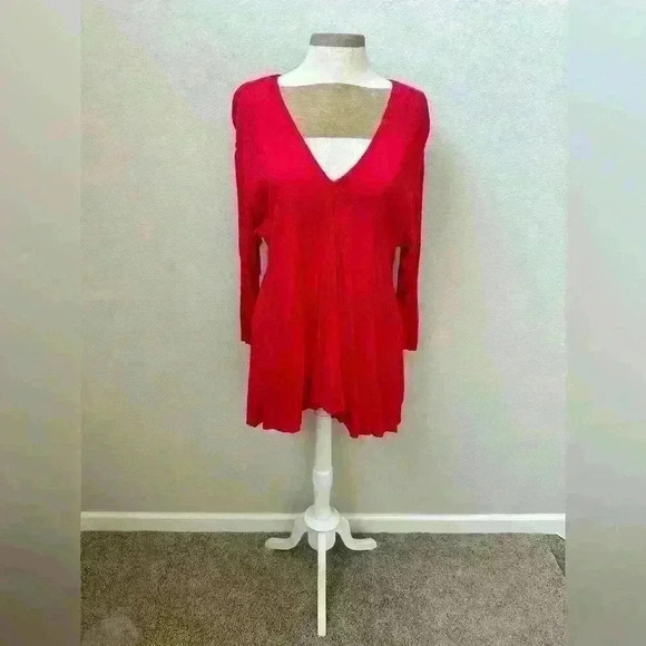 Free People Tops - Free People red embroidered tunic top-size, M